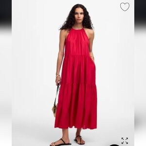 NWT Madewell Women's Habotai Silk Tiered Halter Dress Size L Christmas